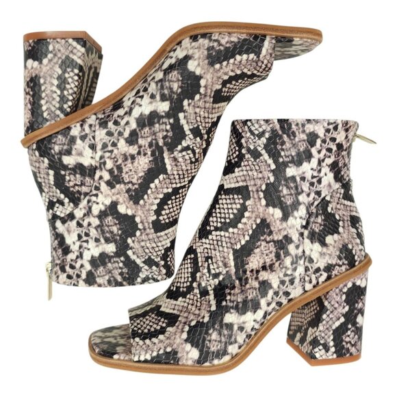 Vince Camuto Bebinder Peep Toe Ankle Boot Womens 5.5 Snakeskin Print Back Zip - Picture 5 of 14